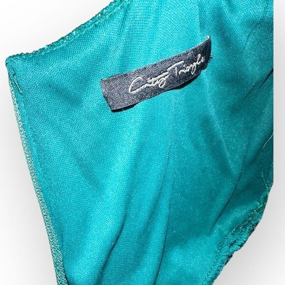 NWOT City Triangles Womens Green Sparkly Slit Maxi Dress Size XS Juniors - Picture 6 of 6